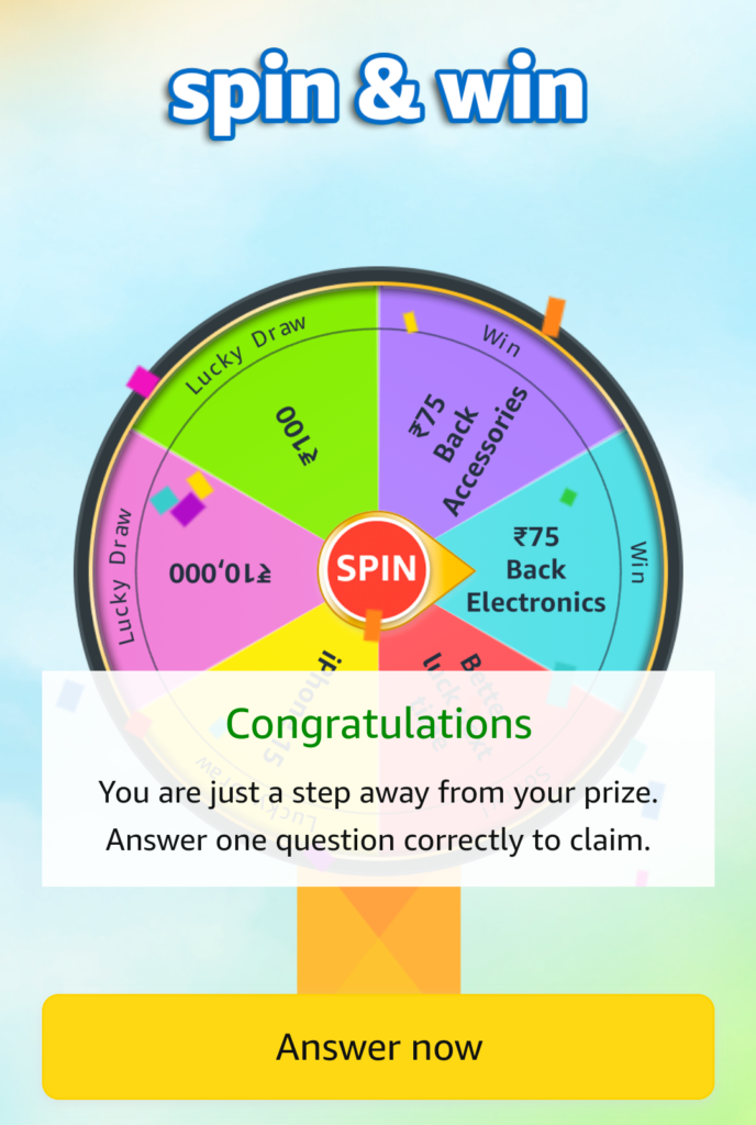 Amazon Great Freedom Festival Quiz Answers 2024 spin and win